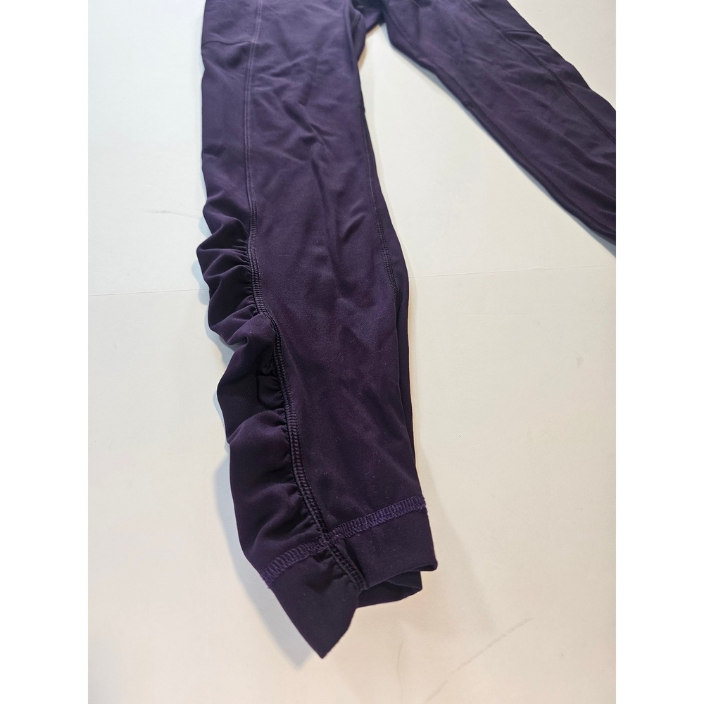 Lululemon Inspire Crop Leggings Women 4 Purple Mesh Ruched Running Pants - Picture 3 of 7